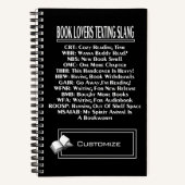 読書好きメールや文字を打つスラング光文字 ノートブック (正面)