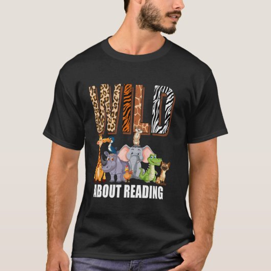 読書好き、読書と本の虫のためのライブラリー Tシャツ (正面)