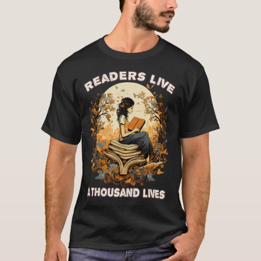 読書家が千人生の読書虫に住む Tシャツ (正面)