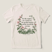 読書家のためのTシャツ - 本とマロウの花