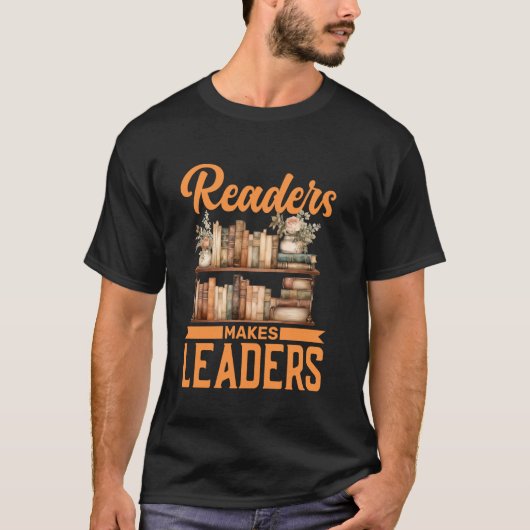 読書家はリーダーたり 読書のモチベーション Tシャツ (正面)