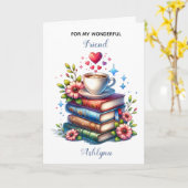 読書愛好家の誕生日と折り畳まれたグリーティングカード カード (黄色い花)