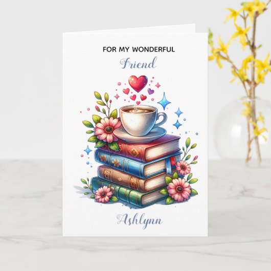 読書愛好家の誕生日と折り畳まれたグリーティングカード カード (黄色い花)