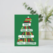 読書愛好家クリスマスツリー ポストカード (スタンド正面)