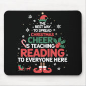 読書教師クリスマスエルフ クリスマスの歓声 マウスパッド (正面)