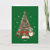 読書用の居心地の良いクリスマスブックツリー カード (裏面)