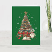 読書用の居心地の良いクリスマスブックツリー カード (正面)