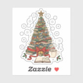 読書用の居心地の良いクリスマスブックツリー シール (シート)