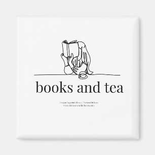 読書用の本とティーマグネットと喫茶店 マグネット