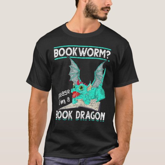 読書虫 私は本のドラゴン 本のドラゴン Tシャツ (正面)