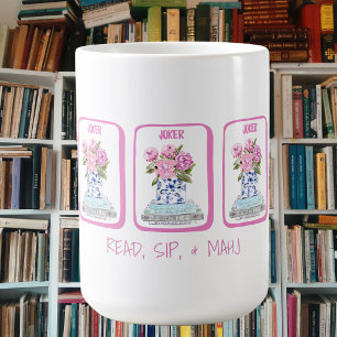 読書、喫茶、マージャン 本好きのための芍薬ギフト コーヒーマグカップ