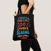 読書 - 読書の100%確実な予報 トートバッグ (クローズアップ)