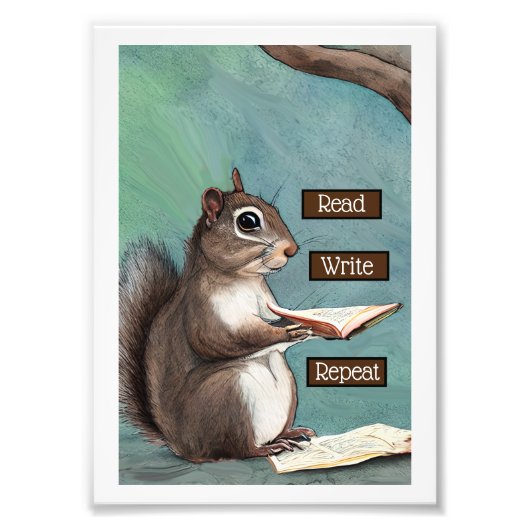 読書Repeat Squirrel読's a Book フォトプリント (正面)