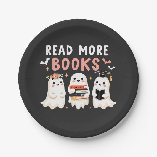 読本の他の本不気味ハロウィーン幽霊本愛好家 ペーパープレート (正面)