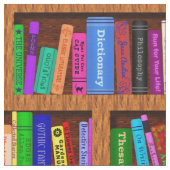 読者のための図書館の本棚パターン ファブリック (クローズアップ)