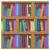 読者のための図書館の本棚パターン ファブリック (見本)