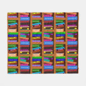 読者のための本の図書館の本だなパターン フリースブランケット (正面(横))