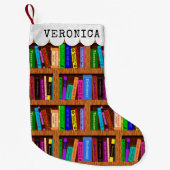 読者の図書館の本だなの本パターン名前をカスタムする スモールクリスマスストッキング (正面)
