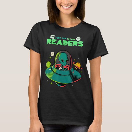 読者の皆さんへ私を連れて行くAbibliophia World Book D Tシャツ (正面)