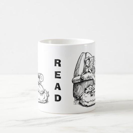 読読猫と犬のマグだ コーヒーマグカップ (中央)