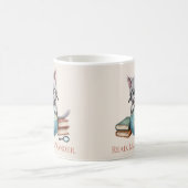 「読。学.さまよう。」 かわいい本のような猫 コーヒーマグカップ (中央)