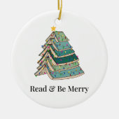 読&Beメリーforブックラバーズホリデイ セラミックオーナメント (正面)