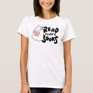 読More Books Cute幽霊の本読ハロウィーン Tシャツ