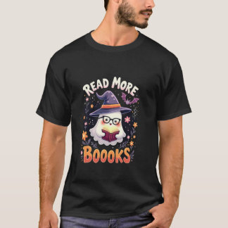 読More Books Cute幽霊本おもしろい先生Hal Tシャツ