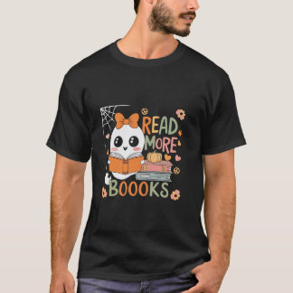 読More Boooksかわいい幽霊カボチャの本読集 Tシャツ