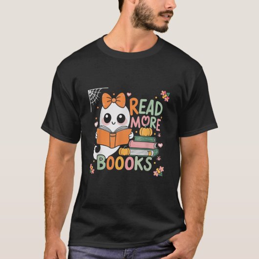読More Boooks幽霊ブックスLibrarian Halloween Tシャツ (正面)