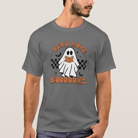 読More Booooksかわいい幽霊の本の読アロー Tシャツ (正面)