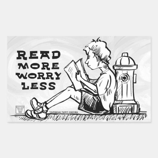 読Worry Less 読 Boy's Stickers 長方形シール (正面)