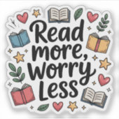 読Worry Less Doodle Book Lover シール (正面)