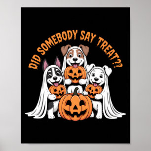 誰かおやつといった?ハロウィン イヌ おばけ ポスター