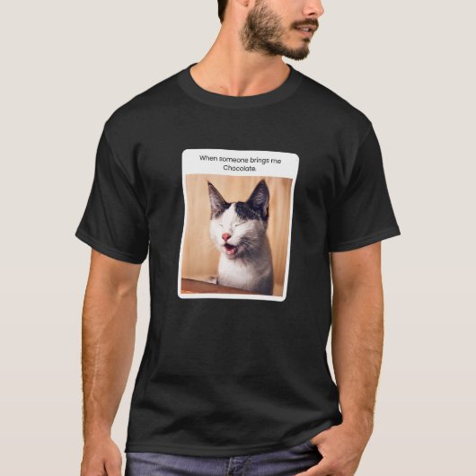 誰かがチョコレートを持ってきた時の猫ミーム Tシャツ (正面)