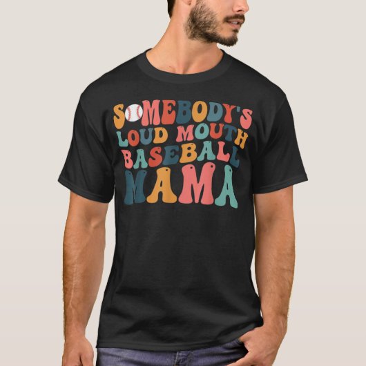 誰かが大声で口を開く野球ママ母S D Tシャツ (正面)