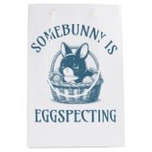 誰かが妊娠の発表を卵で推測している ミディアムペーパーバッグ (正面)