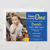 誰かが青い写真を1歳の誕生日に1回撮る 招待状 (正面)