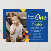 誰かが青い写真を1歳の誕生日に1回撮る 招待状 (正面/裏面)