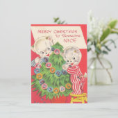 誰かに贈るヴィンテージクリスマス かわいい猫たち シーズンカード (スタンド正面)