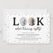 誰かのハッピーバースデー80才 誕生日おめでとう 2枚の写真入り 招待状 (正面)