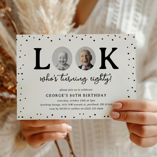 誰かのハッピーバースデー80才 誕生日おめでとう 2枚の写真入り 招待状