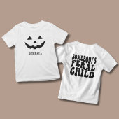 誰かの野生の子供 かわいいカスタム名 ハロウィン トドラーTシャツ