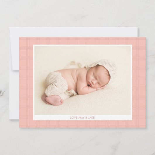 誰か会うのが楽しい2フォトベビーガール誕生 案内状 (裏面)