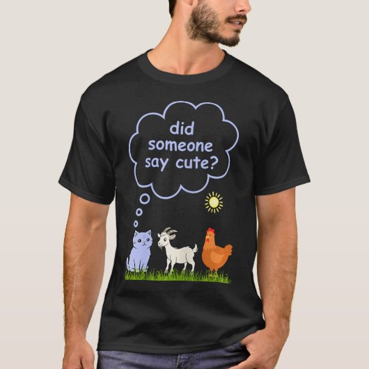 誰か可愛いって言った？ - 農場の猫 ヤギ 鶏 P Tシャツ (正面)