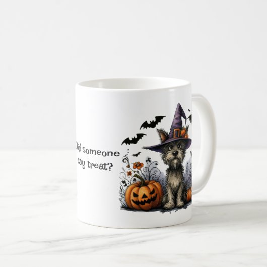 誰か治療って言った?魔女の帽子にかわいい犬 コーヒーマグカップ (正面右)