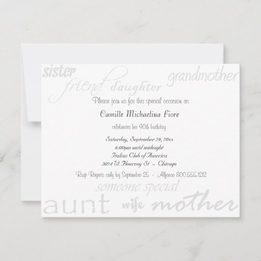 誰か特別な-女性-誕生日の招待状 招待状 (正面)