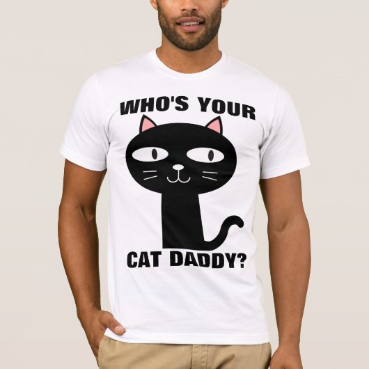 誰があなたの猫パパ? メンズTシャツ Tシャツ (正面)
