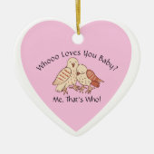 誰があなたを愛しているベビー?フクロウ赤ちゃんシャワーバレンタイン セラミックオーナメント (正面)