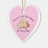 誰があなたを愛しているベビー?フクロウ赤ちゃんシャワーバレンタイン セラミックオーナメント (左)